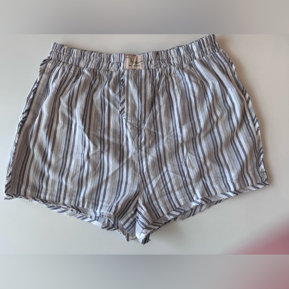 We The Free Intimately FP Day by Day Striped Cotton Pajama Boxer Shorts, Small